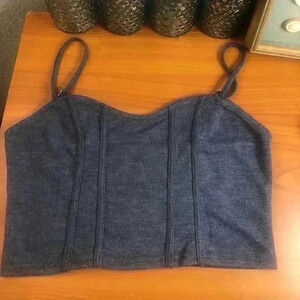 Hesperus blue cropped corset look tank sz L NWOT